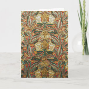 William Morris stijl Roze Groene Botanische Feestdagen Kaart