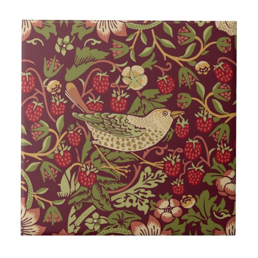 William Morris Strawberry Thief Ceramic Tegel Tegeltje (Voorkant)