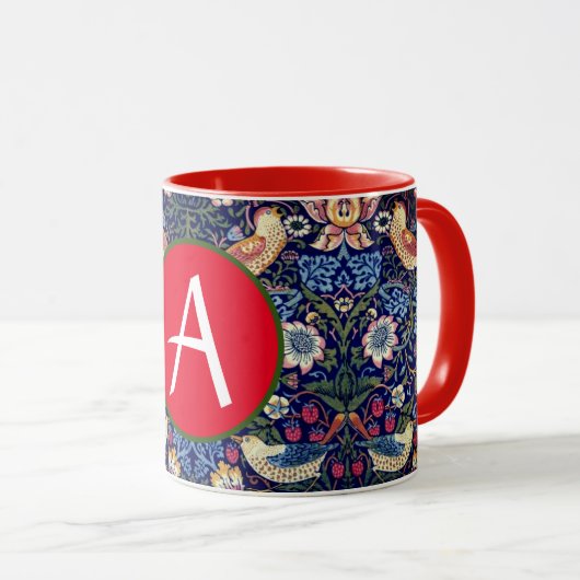 William Morris STRAWBERRY THIEF CUSTOM INITIAL MUG (Devant droit)