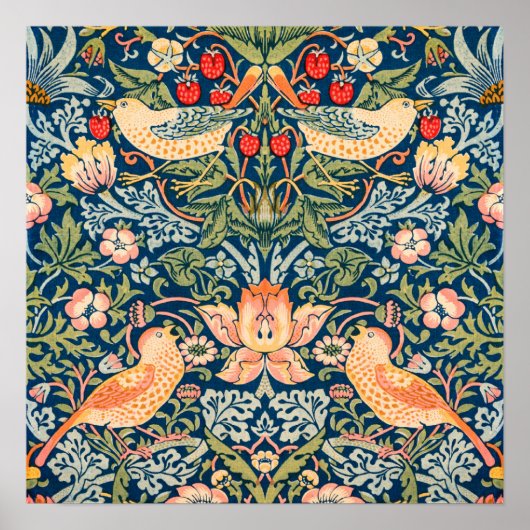 William Morris Strawberry Thief Design Poster (Voorkant)