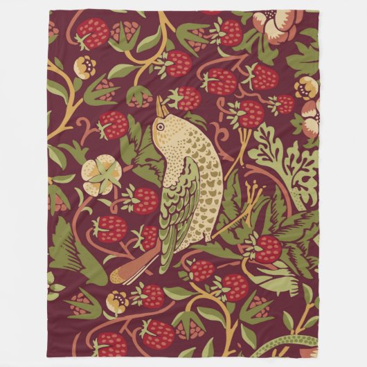 William Morris Strawberry Thief Fleece Blanket (Voorkant)
