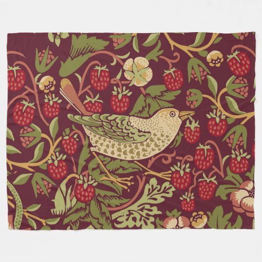 William Morris Strawberry Thief Fleece Blanket (Voorkant (Horizontaal))