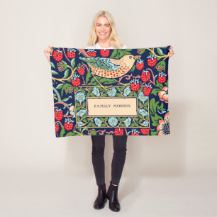 William Morris Strawberry Thief Fleece Blanket Deken