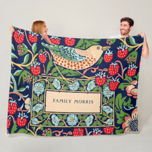 William Morris Strawberry Thief Fleece Blanket Deken