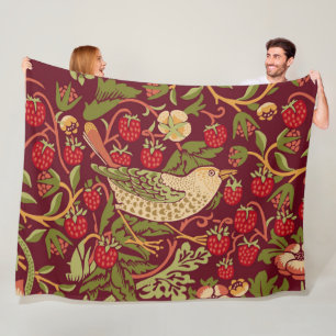 William Morris Strawberry Thief Fleece Blanket Deken