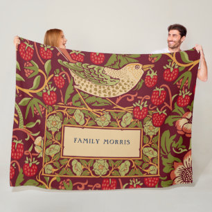 William Morris Strawberry Thief Fleece Blanket Deken