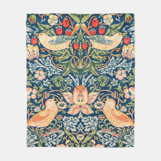 William Morris Strawberry Thief Fleece Blanket Deken