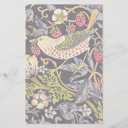 William Morris Strawberry Thief Floral Art Nouveau Briefpapier (Voorkant)
