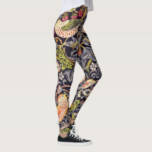 William Morris Strawberry Thief Floral Art Nouveau Leggings