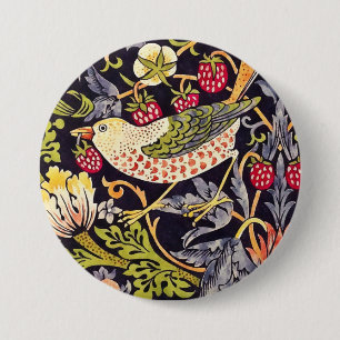 William Morris Strawberry Thief Floral Art Nouveau Ronde Button 7,6 Cm