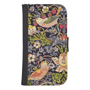 William Morris Strawberry Thief Floral Art Nouveau Galaxy S4 Portefeuille Hoesje