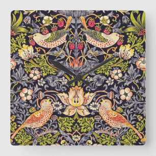 William Morris Strawberry Thief Floral Art Nouveau Vierkante Klok