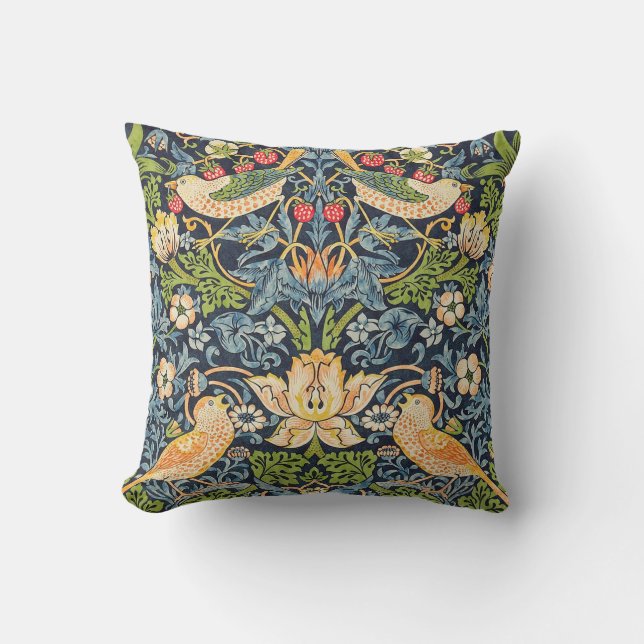 William Morris Strawberry Thief Floral Pattern Kussen (Voorkant)