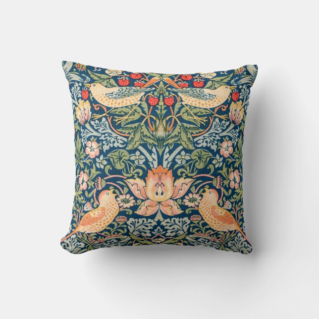 William Morris Strawberry Thief Floral Pattern Kussen (Voorkant)