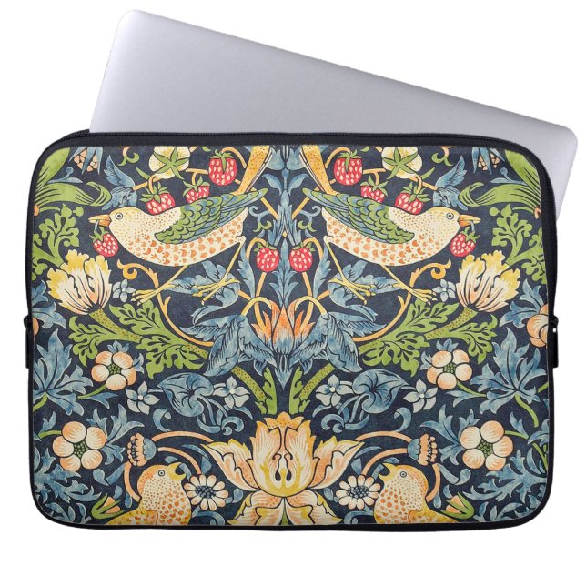 William Morris Strawberry Thief Floral Pattern Laptop Sleeve (Voorkant)
