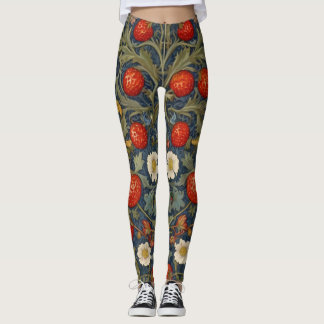 William Morris Strawberry Thief Floral Pattern Leggings