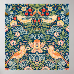 William Morris Strawberry Thief Floral Pattern Poster