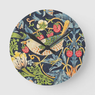 William Morris Strawberry Thief Floral Pattern Ronde Klok