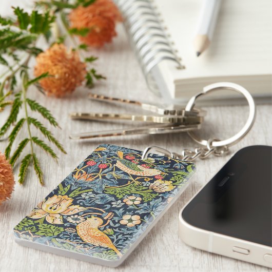 William Morris Strawberry Thief Floral Pattern Sleutelhanger (Voorkant Rechts)