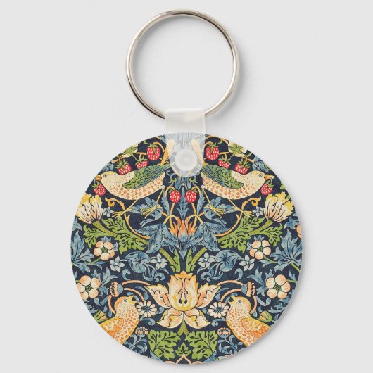 William Morris Strawberry Thief Floral Pattern Sleutelhanger (Voorkant)