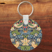 William Morris Strawberry Thief Floral Pattern Sleutelhanger (Voorkant)
