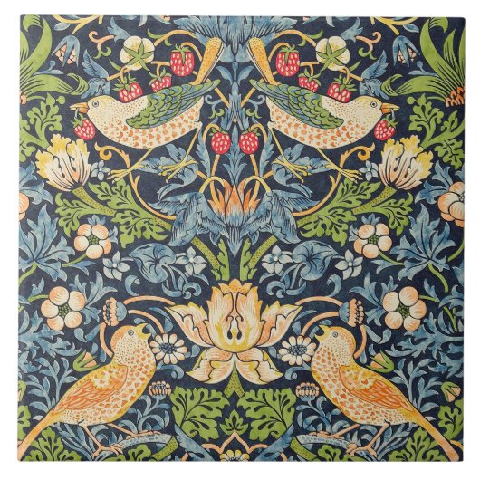 William Morris Strawberry Thief Floral Pattern Tegeltje (Voorkant)