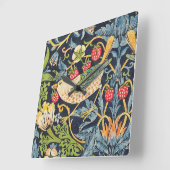 William Morris Strawberry Thief Floral Pattern Vierkante Klok (Hoek)