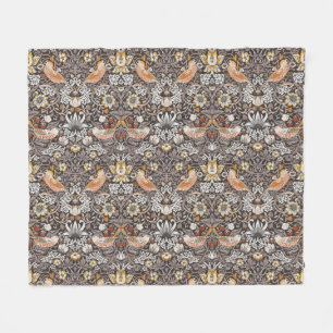 William Morris Strawberry Thief Houtskool Okergeel Fleece Deken