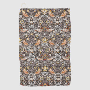 William Morris Strawberry Thief Houtskool Okergeel Golfhanddoek