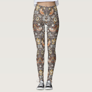 William Morris Strawberry Thief Houtskool Okergeel Leggings
