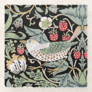 William Morris Strawberry Thief I Black Birds Glazen Onderzetter