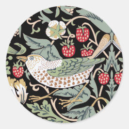 William Morris Strawberry Thief I Black Birds Ronde Sticker