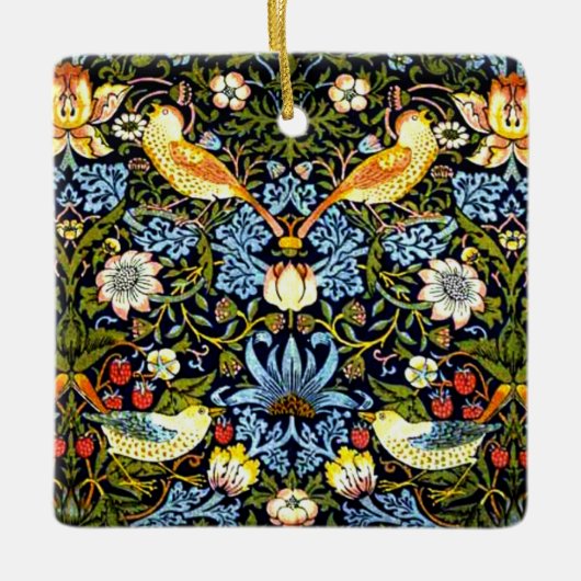 William Morris - Strawberry Thief Keramisch Ornament (Voorkant)