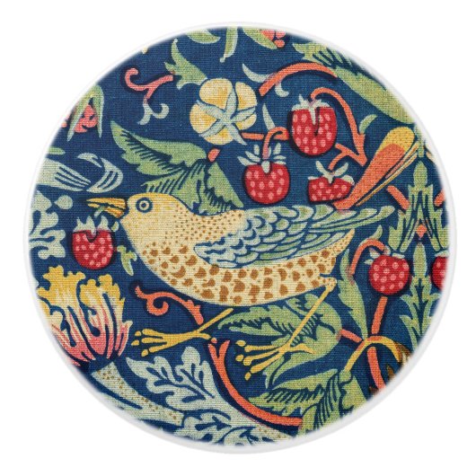 William Morris - Strawberry Thief Keramische Knop (Voorkant)