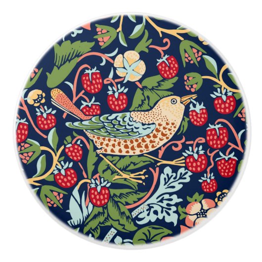 William Morris Strawberry Thief Keramische Knop (Voorkant)