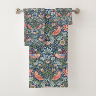 William Morris Strawberry Thief Navy Koraal Bad Handdoek