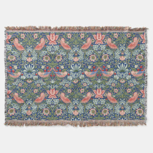 William Morris Strawberry Thief Navy Koraal Deken
