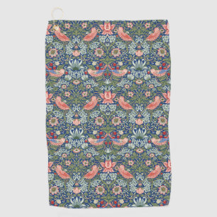 William Morris Strawberry Thief Navy Koraal Golfhanddoek