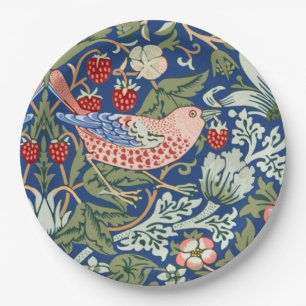 William Morris Strawberry Thief Navy Koraal Papieren Bordje