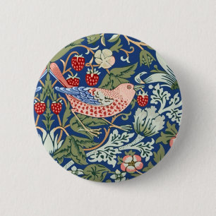 William Morris Strawberry Thief Navy Koraal Ronde Button 5,7 Cm