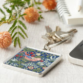 William Morris Strawberry Thief Navy Koraal Sleutelhanger (Zijkant)