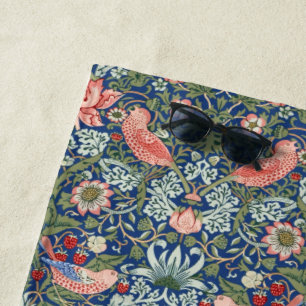 William Morris Strawberry Thief Navy Koraal Strandlaken