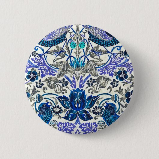 William Morris Strawberry Thief - Omgekeerd Ronde Button 5,7 Cm (Voorkant)