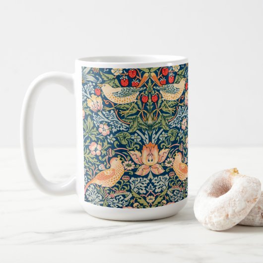 William Morris 'Strawberry Thief' Patroon Koffiemok (Met donut)
