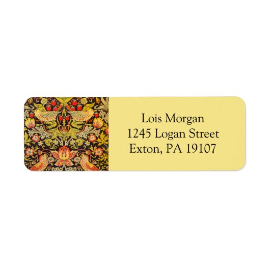 William Morris Strawberry Thief Pattern Etiket (Voorkant)