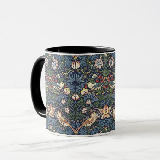 William Morris  Strawberry Thief Pattern Mok (Voorkant links)