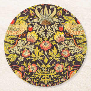 William Morris Strawberry Thief Pattern Ronde Kartonnen Onderzetter