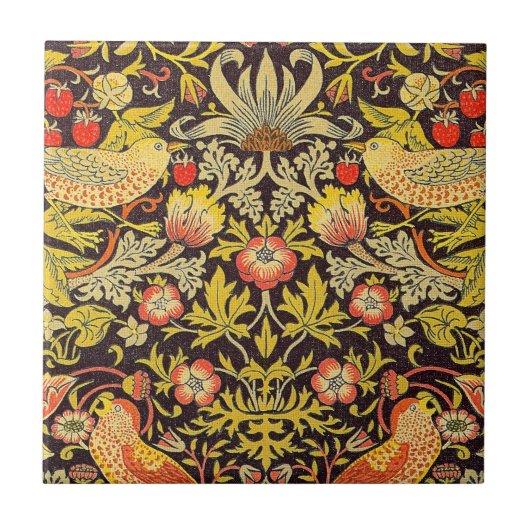 William Morris Strawberry Thief Pattern Tegeltje (Voorkant)