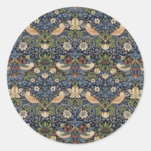 William Morris Strawberry Thief Ronde Sticker (Voorkant)