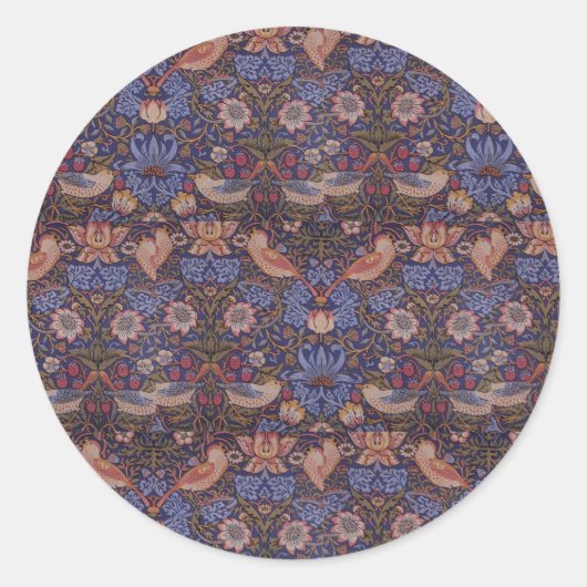 William Morris Strawberry Thief Ronde Sticker (Voorkant)
